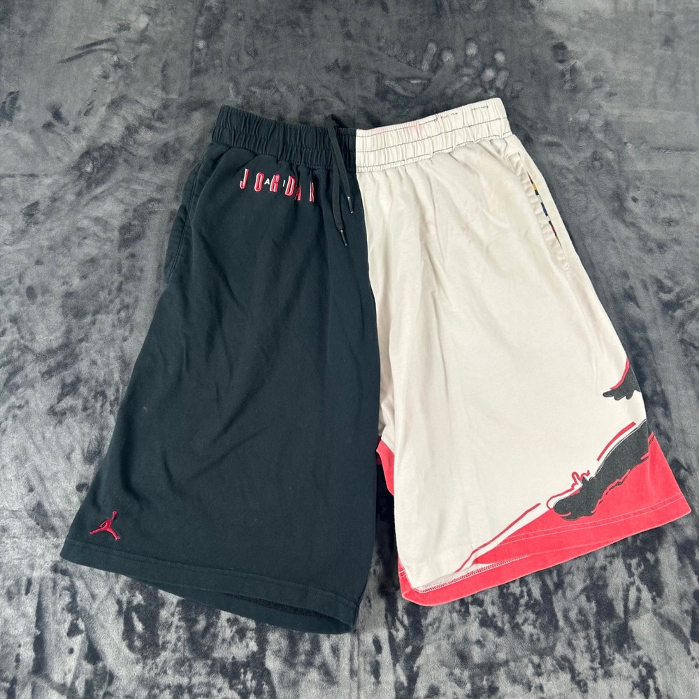 Air Jordan Shorts Mens XL Black White Red Split Jumpman Graphic Cotton